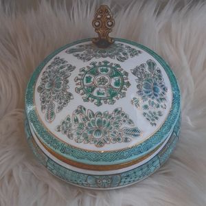 Vintage - Esco Hinged Porcelain Bowl.  Handpainted